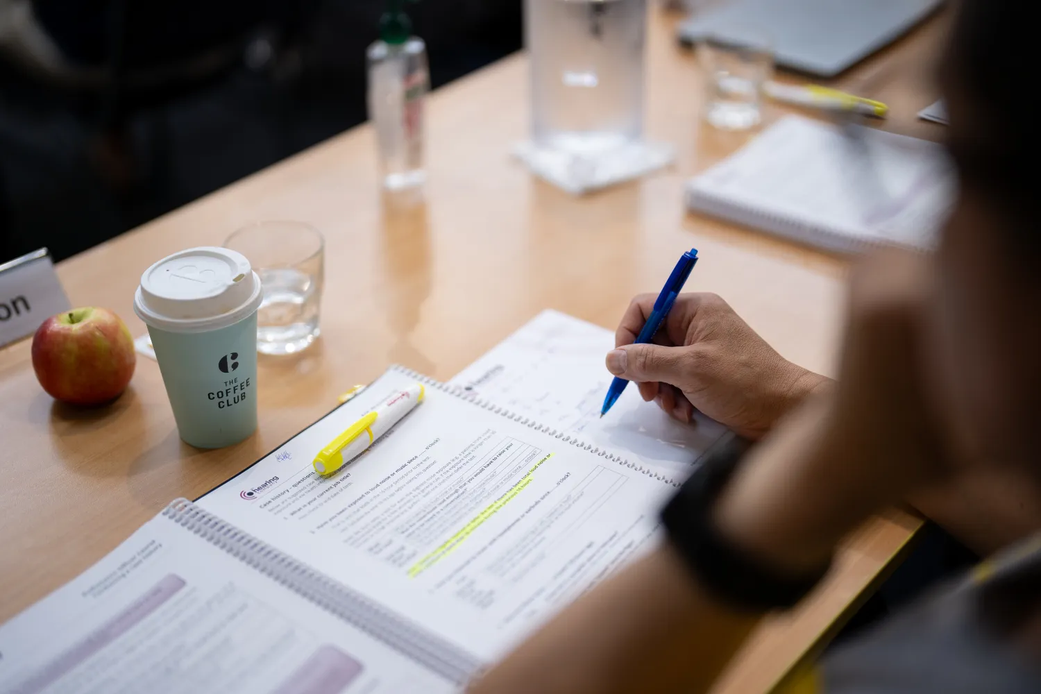 Participant writing notes